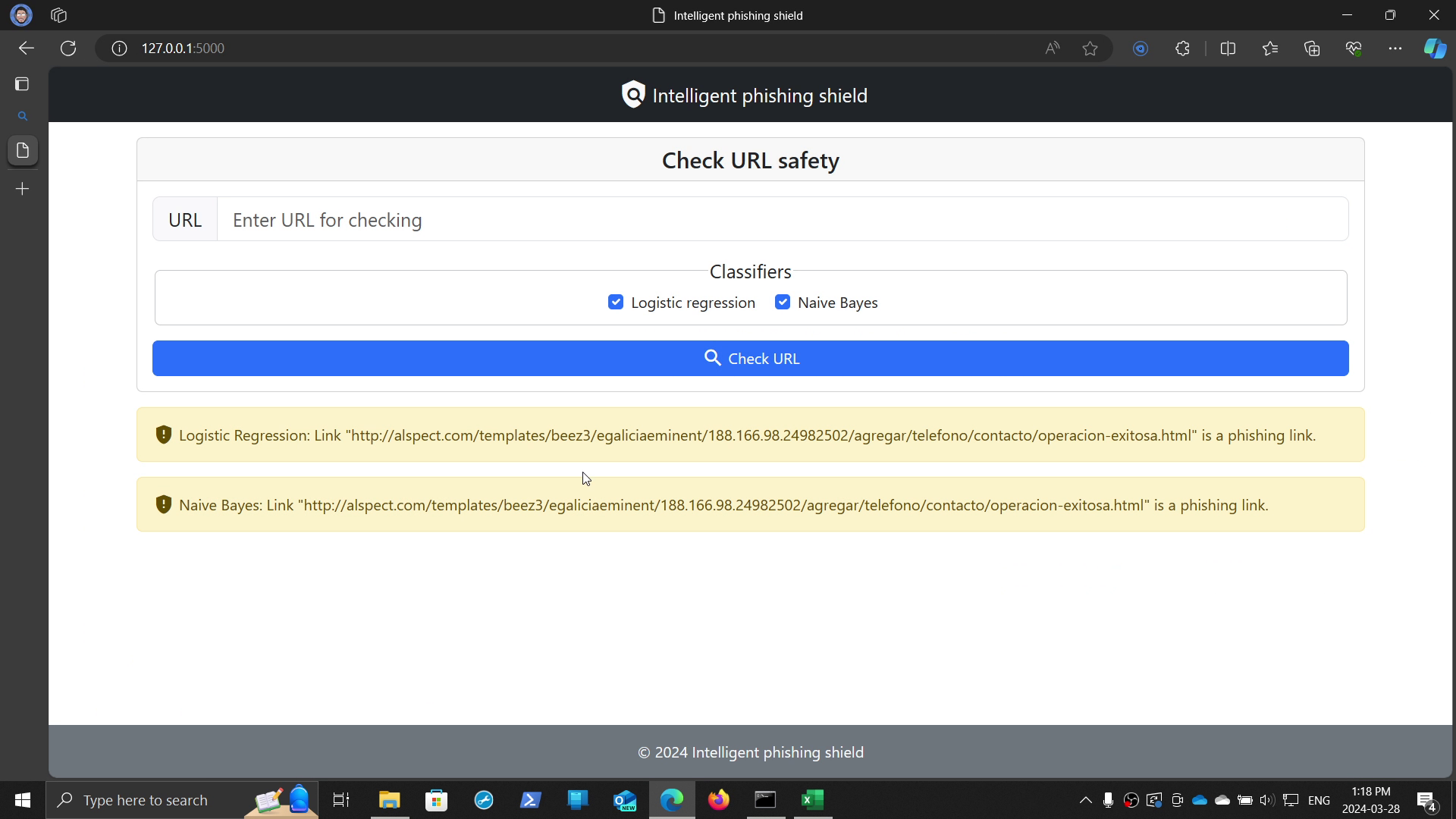 Screenshot of Phishing URL Detection 2